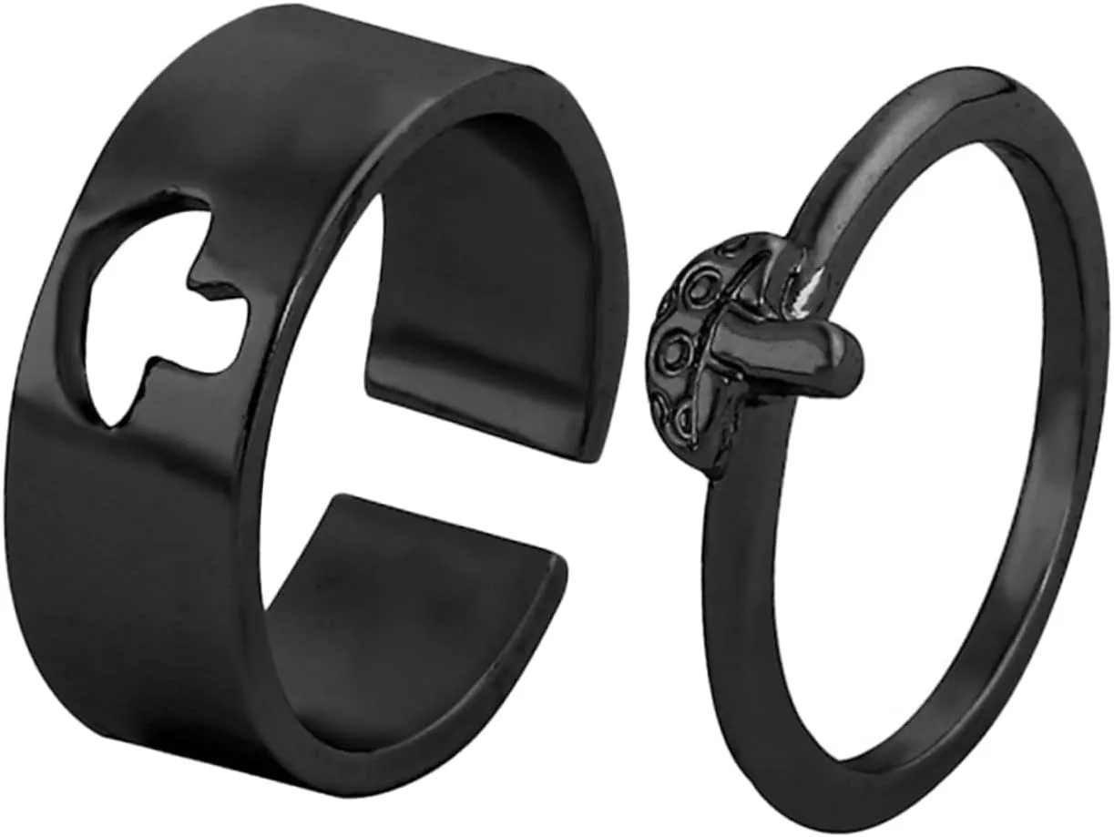 BESPORTBLE Lover Matching Couples Rings Wedding Bands Finger Jewelry Anniversary Metal Ring