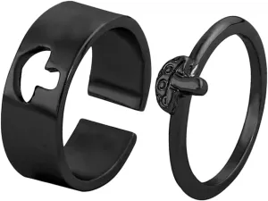 BESPORTBLE Lover Matching Couples Rings Wedding Bands Finger Jewelry Anniversary Metal Ring