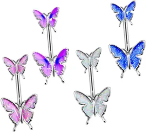 BESPORTBLE Unique Chic Navel Ring 4pcs Butterfly Body Jewelry Fake Belly Button Rings for Women for Girlfriend Wife