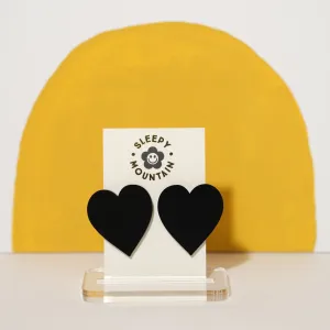 Big Stud Earrings - Black Heart Studs