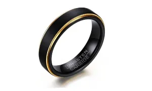 Black and Gold-Color Tungsten Wedding Ring