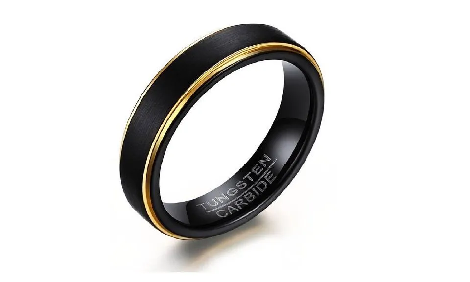 Black and Gold-Color Tungsten Wedding Ring