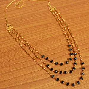 Black Crystal & Gold bead Necklace