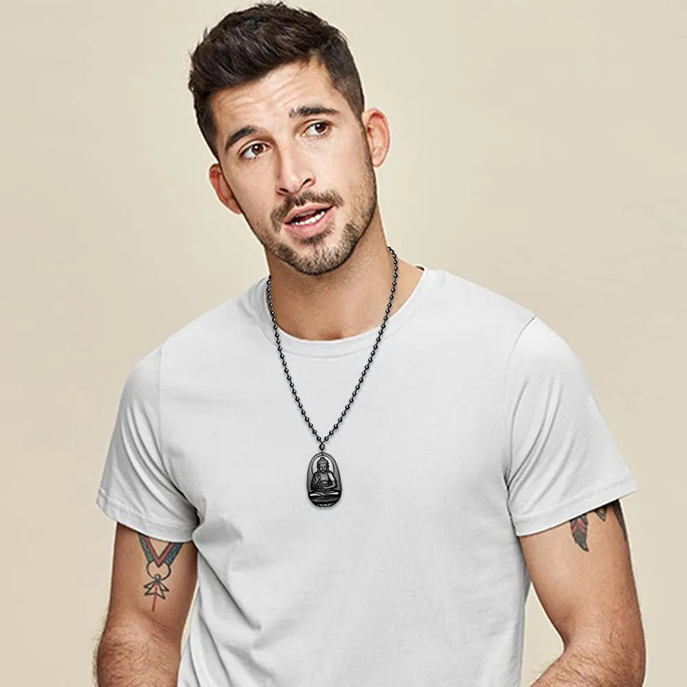 Black Obsidian Necklace Lucky Amulet Protection Pendant with Extended Bead Chain Black Crystal Talisman Necklace Jewelry Gift for Men Women