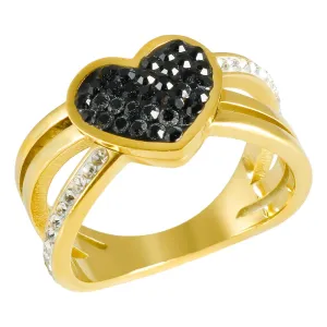 Black Peach Heart Ring Cross Full Stone Crystal Inlay