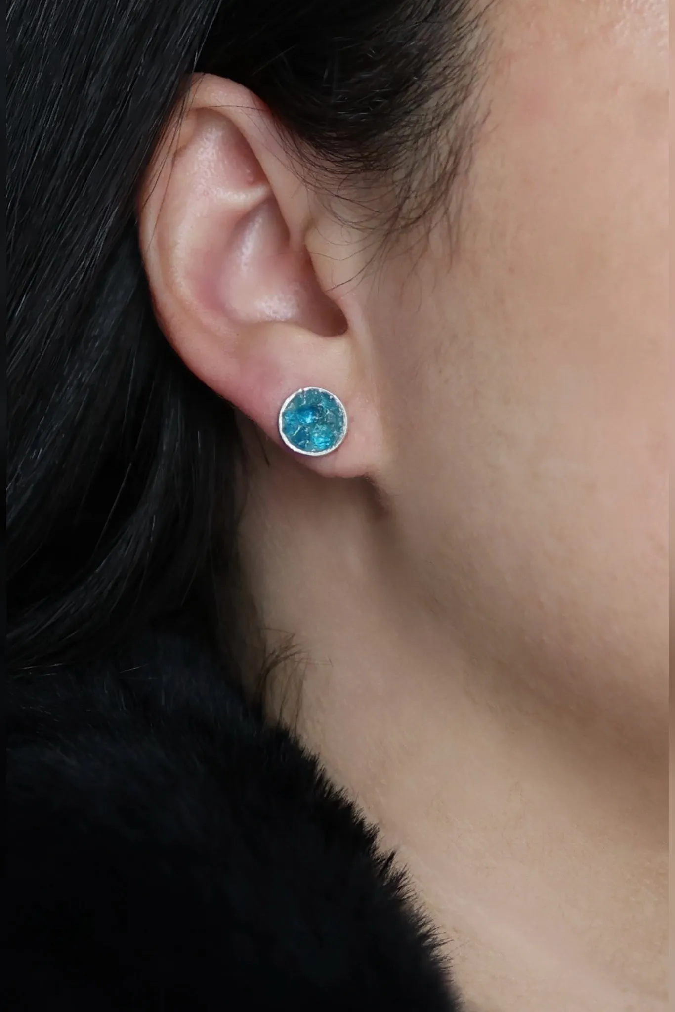 Blue Apatite Halo Earrings