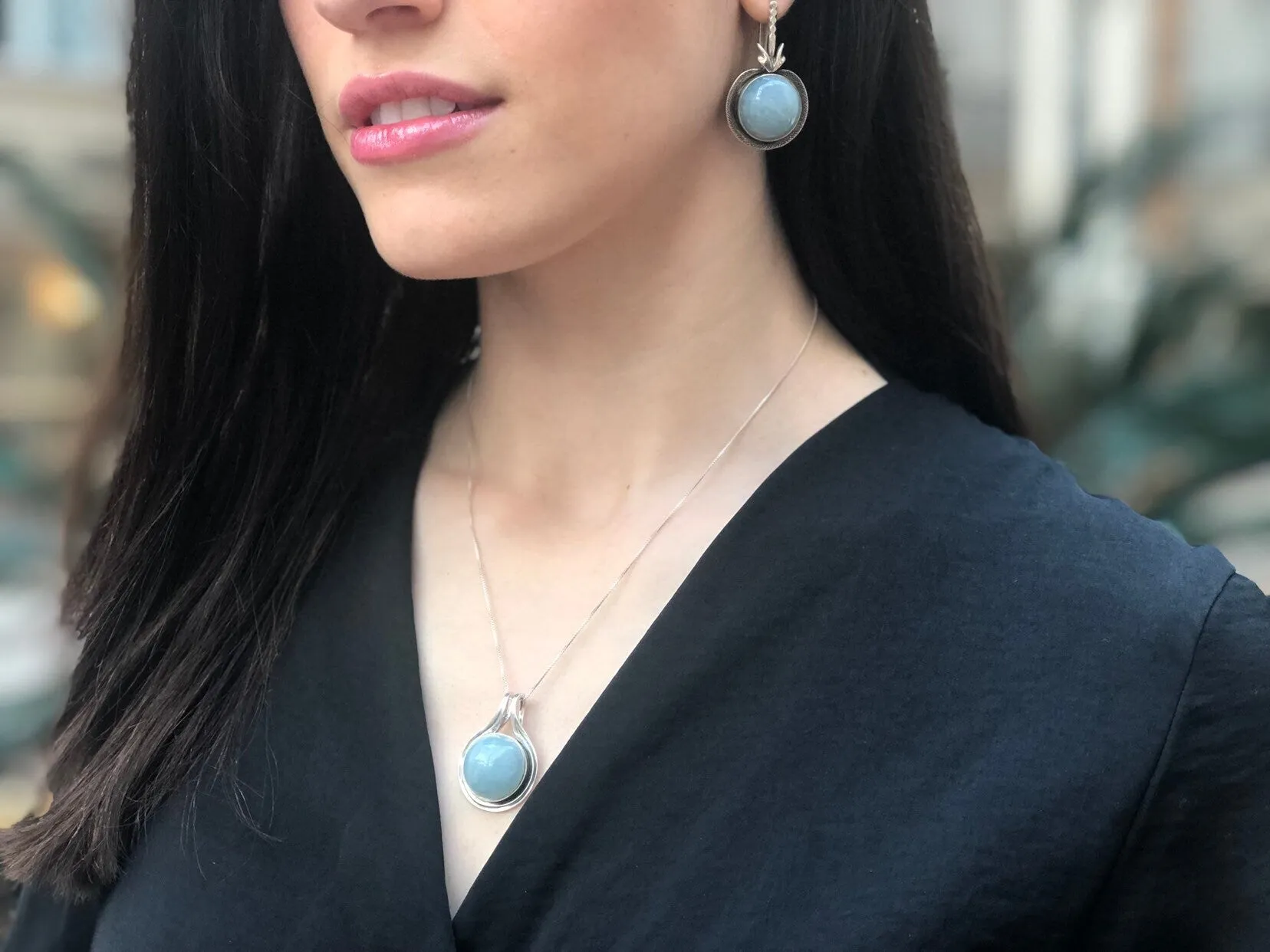 Blue Aquamarine Earrings - Real Aquamarine Drop Earrings - Large Vintage Earrings