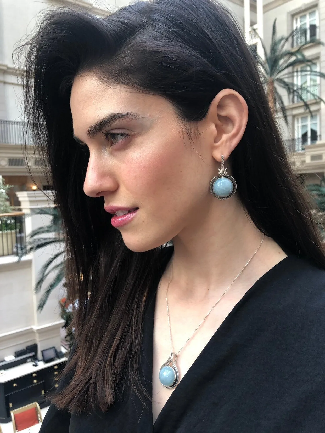 Blue Aquamarine Earrings - Real Aquamarine Drop Earrings - Large Vintage Earrings