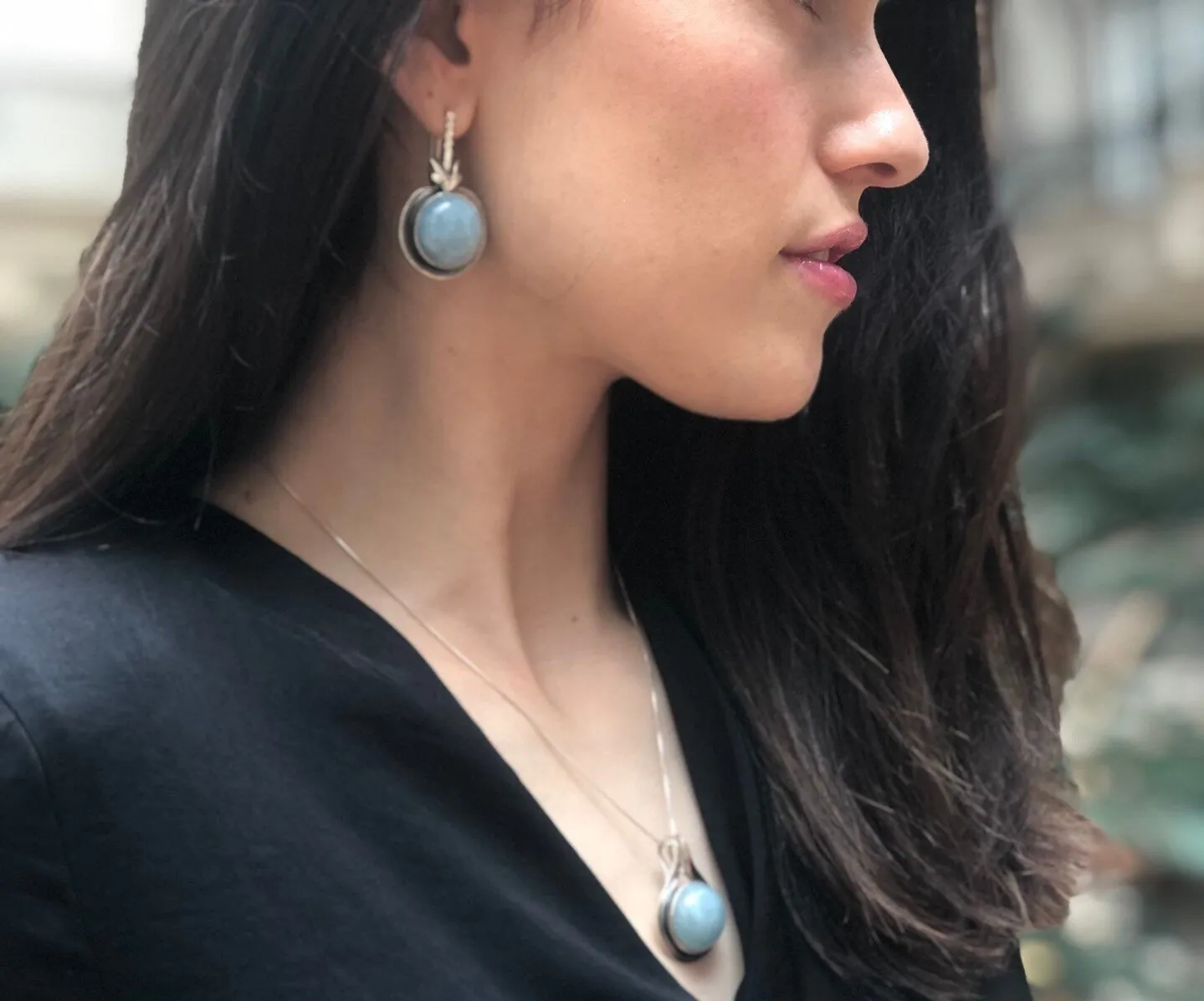Blue Aquamarine Earrings - Real Aquamarine Drop Earrings - Large Vintage Earrings