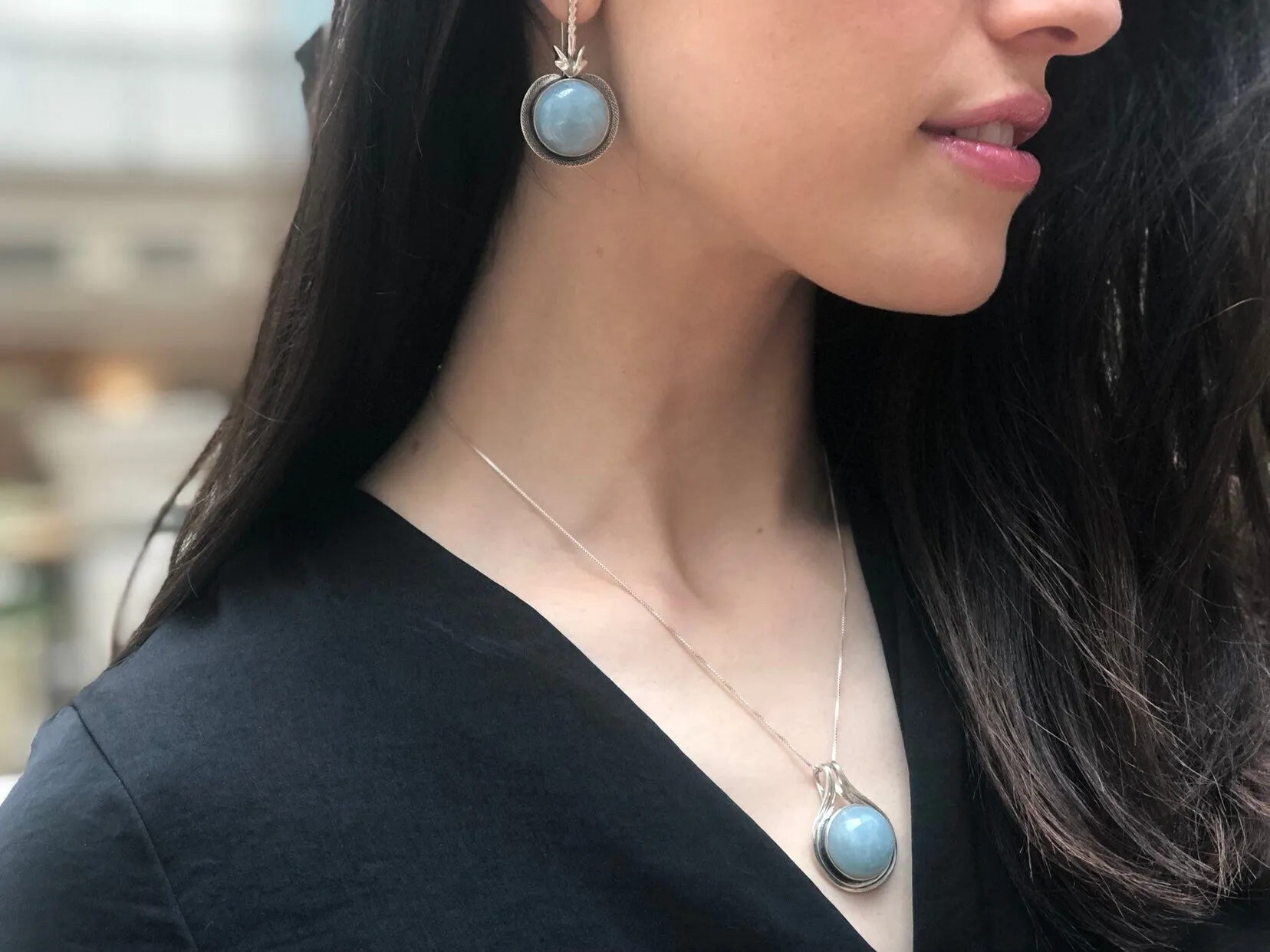 Blue Aquamarine Earrings - Real Aquamarine Drop Earrings - Large Vintage Earrings