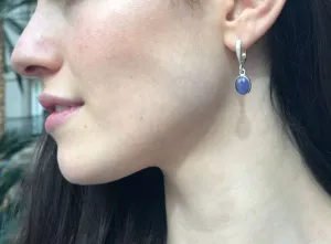 Blue Dangling Earrings - Natural Tanzanite Earrings - Vintage Oval Earrings