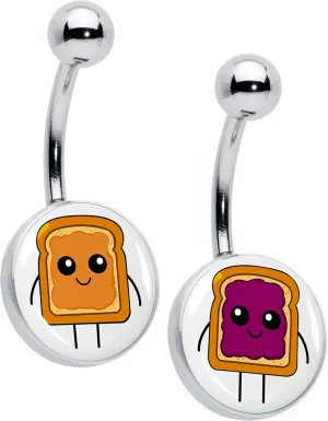 Body Candy 14G 316L Steel Navel Piercing Ring Peanut Butter Jelly PB and J Set of 2 Belly Button Rings Women and Men