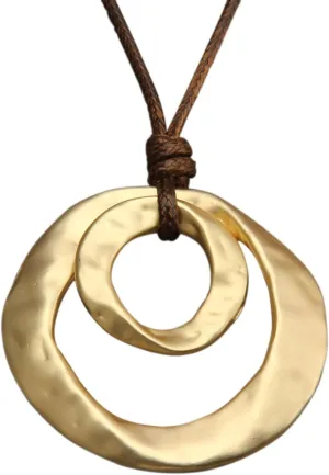 Boho Necklaces for Women Chunky Circle Necklace Layered Boho Circle Leather Choker Necklace Long Vintage Necklaces Bohemian Jewlery Gifts