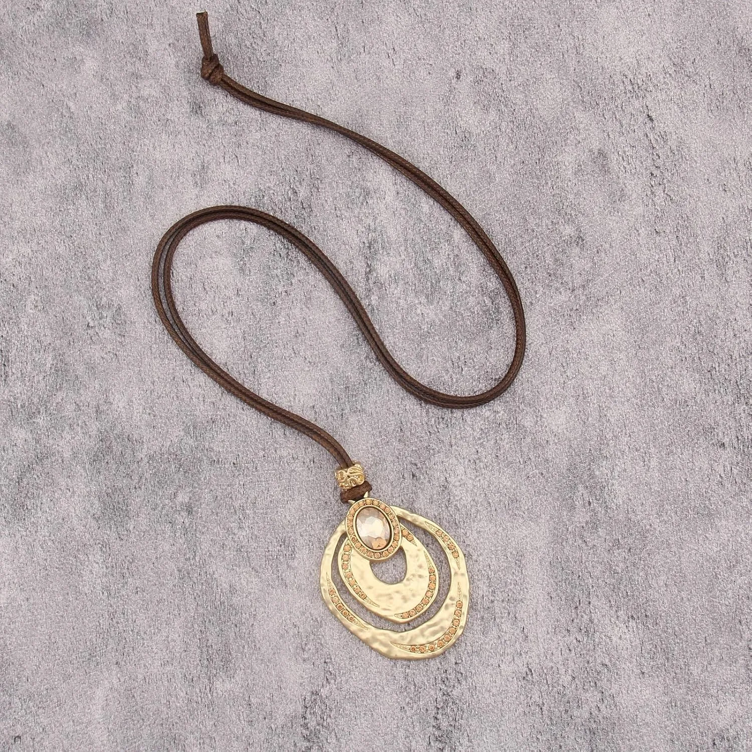 Boho Necklaces for Women Chunky Circle Necklace Layered Boho Circle Leather Choker Necklace Long Vintage Necklaces Bohemian Jewlery Gifts
