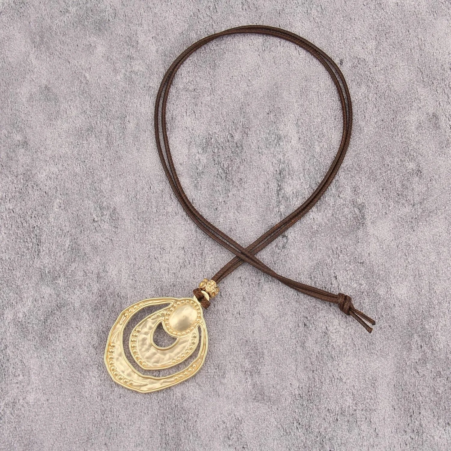 Boho Necklaces for Women Chunky Circle Necklace Layered Boho Circle Leather Choker Necklace Long Vintage Necklaces Bohemian Jewlery Gifts