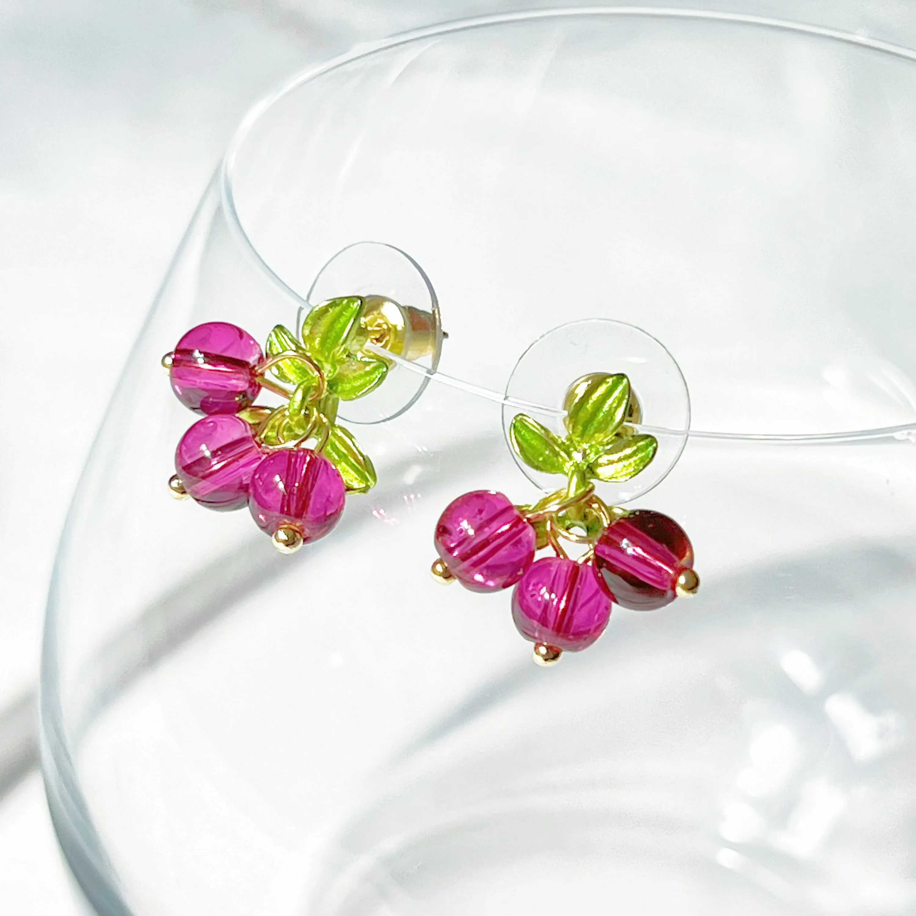 Botanical Cranberry Leaf Earrings - Natural Theme Jewelry