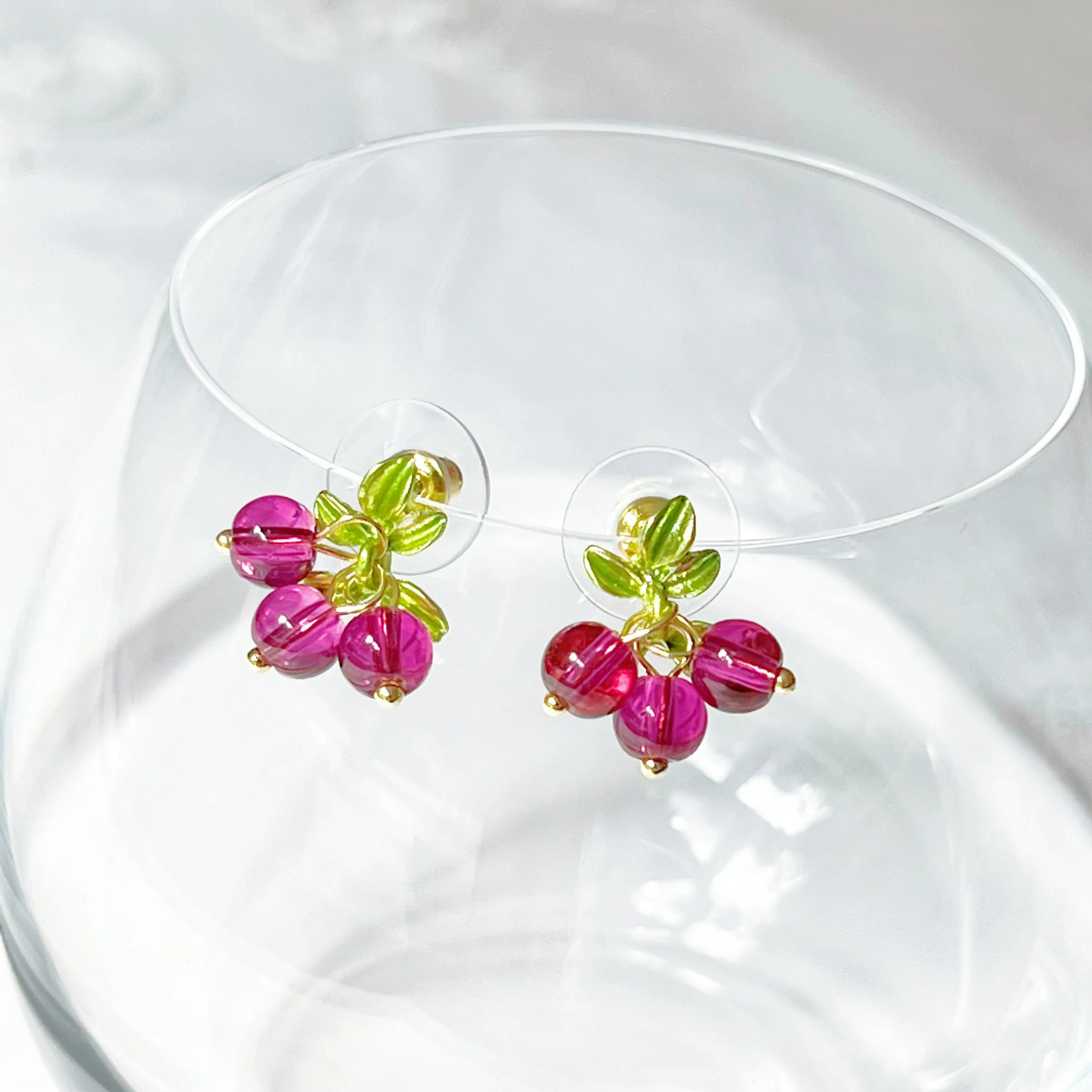 Botanical Cranberry Leaf Earrings - Natural Theme Jewelry