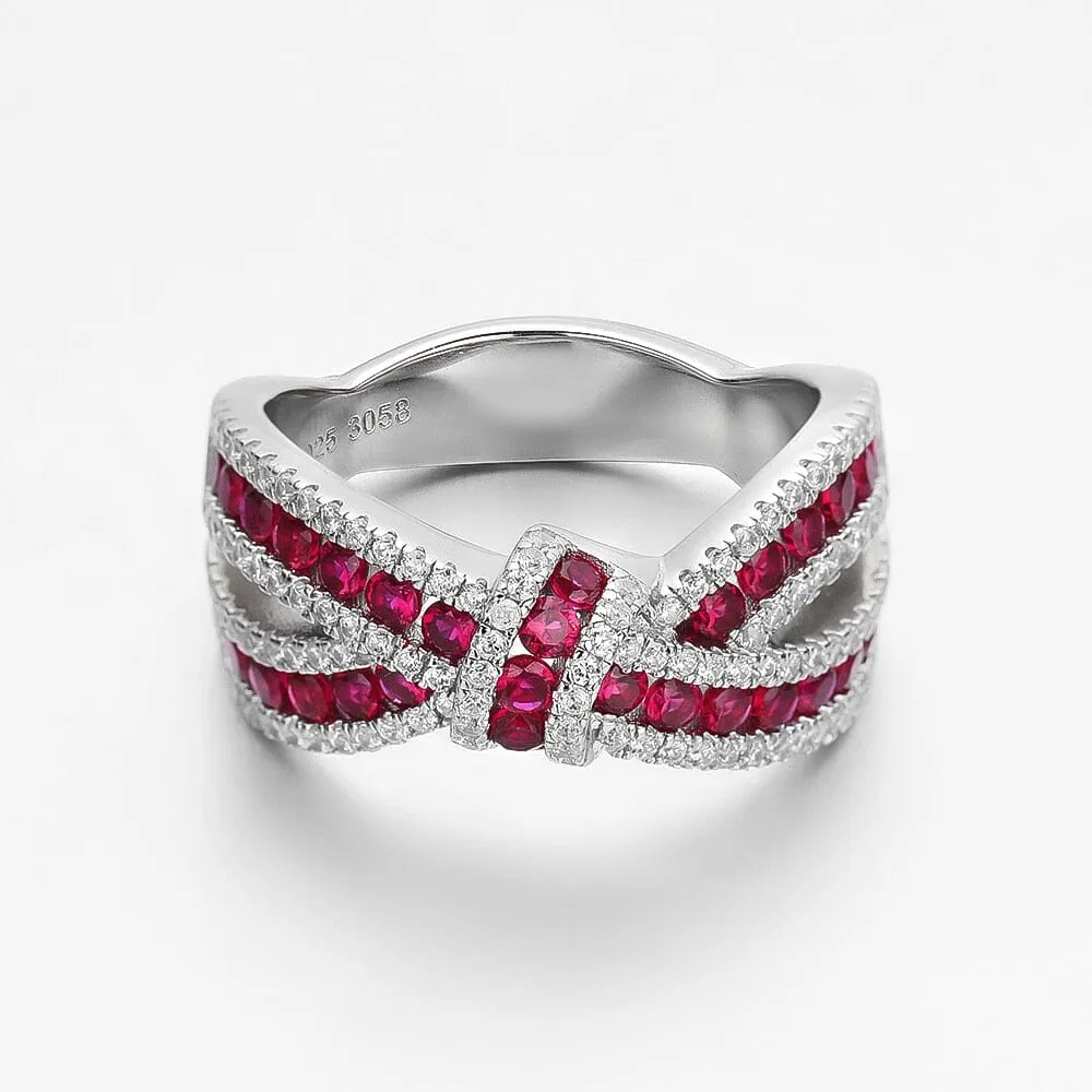 Bowknot Ruby 925 Sterling Silver Ring