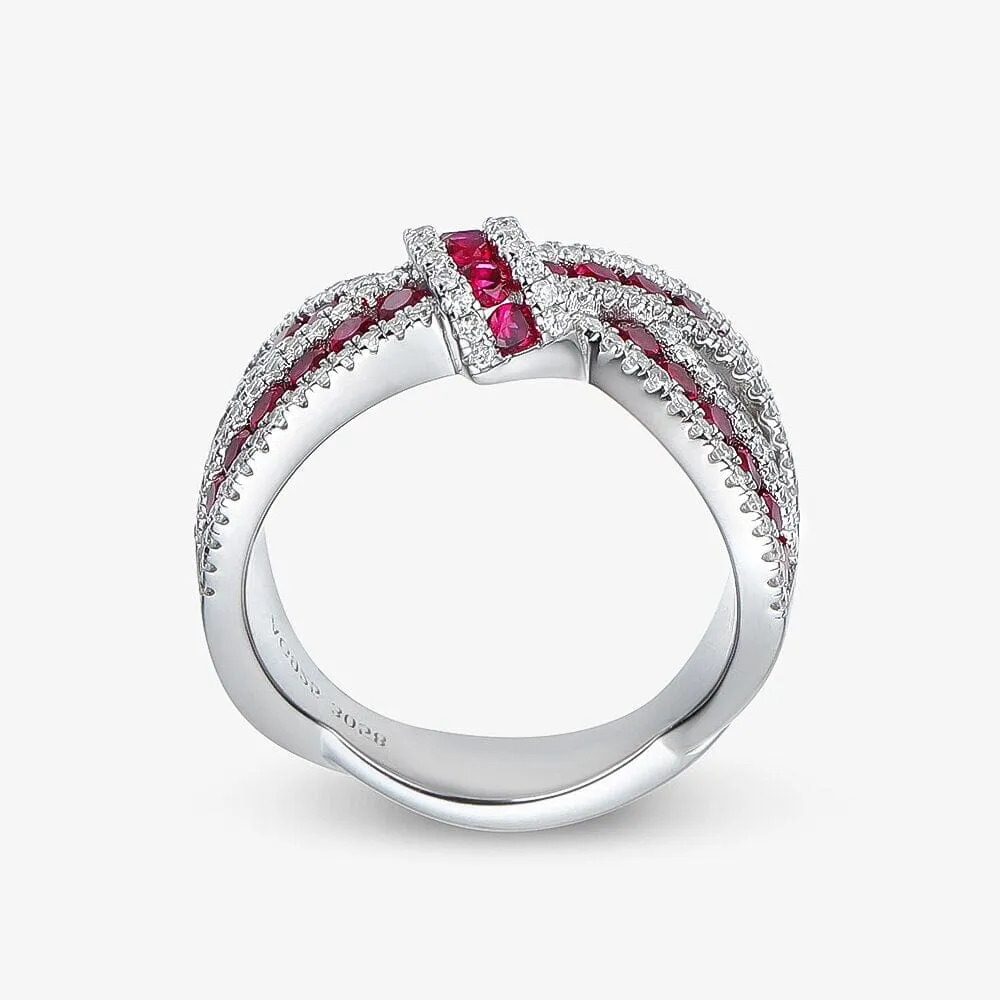 Bowknot Ruby 925 Sterling Silver Ring