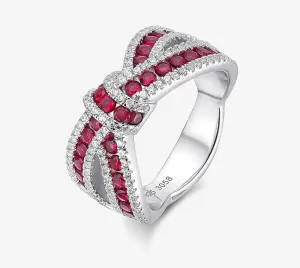 Bowknot Ruby 925 Sterling Silver Ring