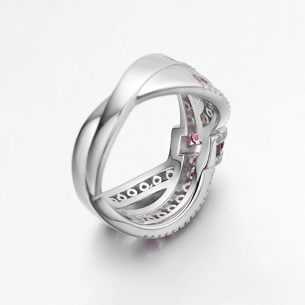 Bowknot Ruby 925 Sterling Silver Ring