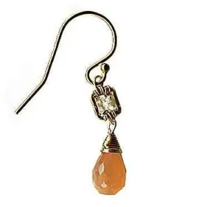 Box Earrings 4226 with White Natural Zircon and Peach Moonstone by Michelle Pressler Jewelry
