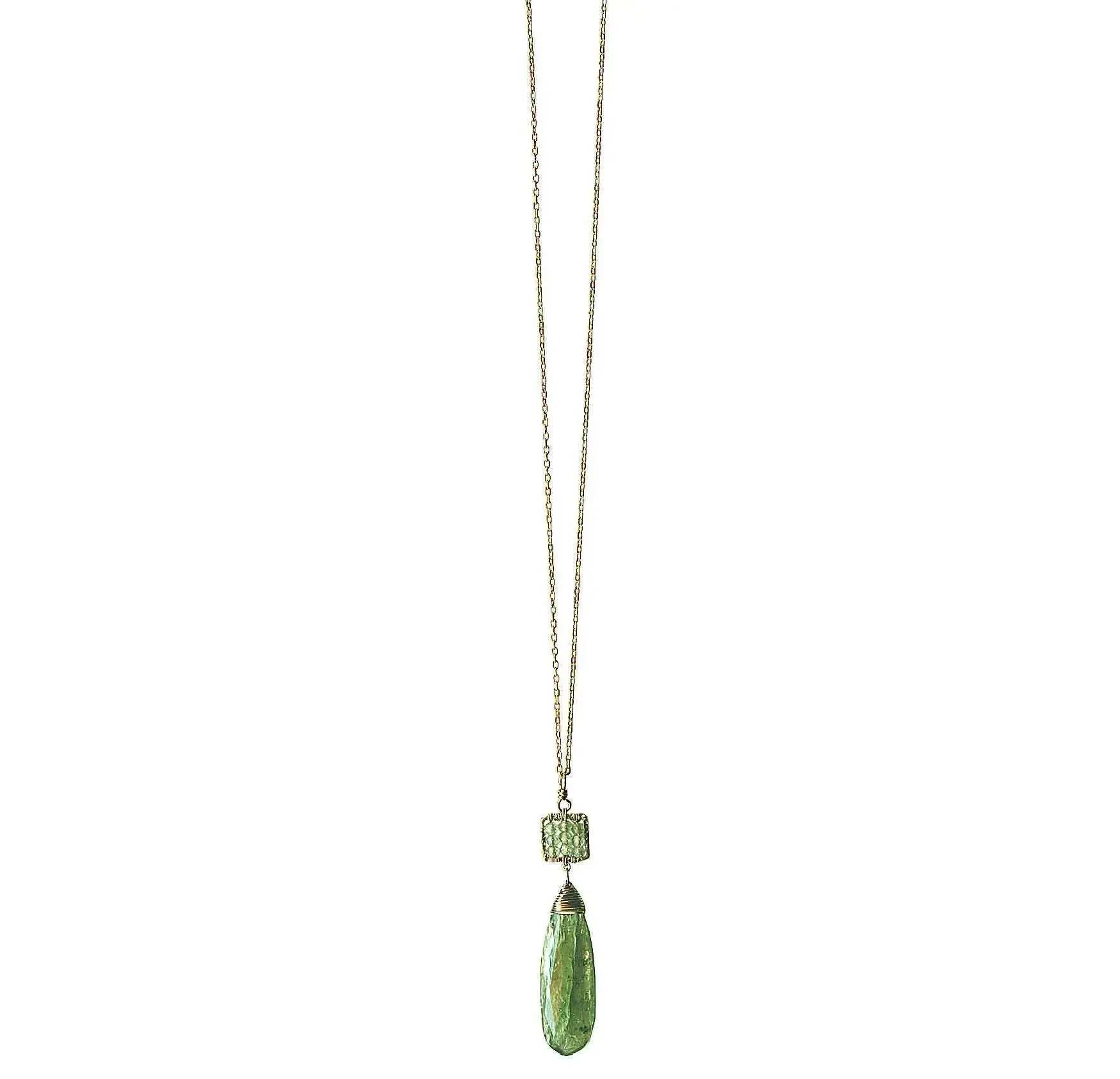 Box Necklace 4240 with Green Kyanite by Michelle Pressler Jewelry