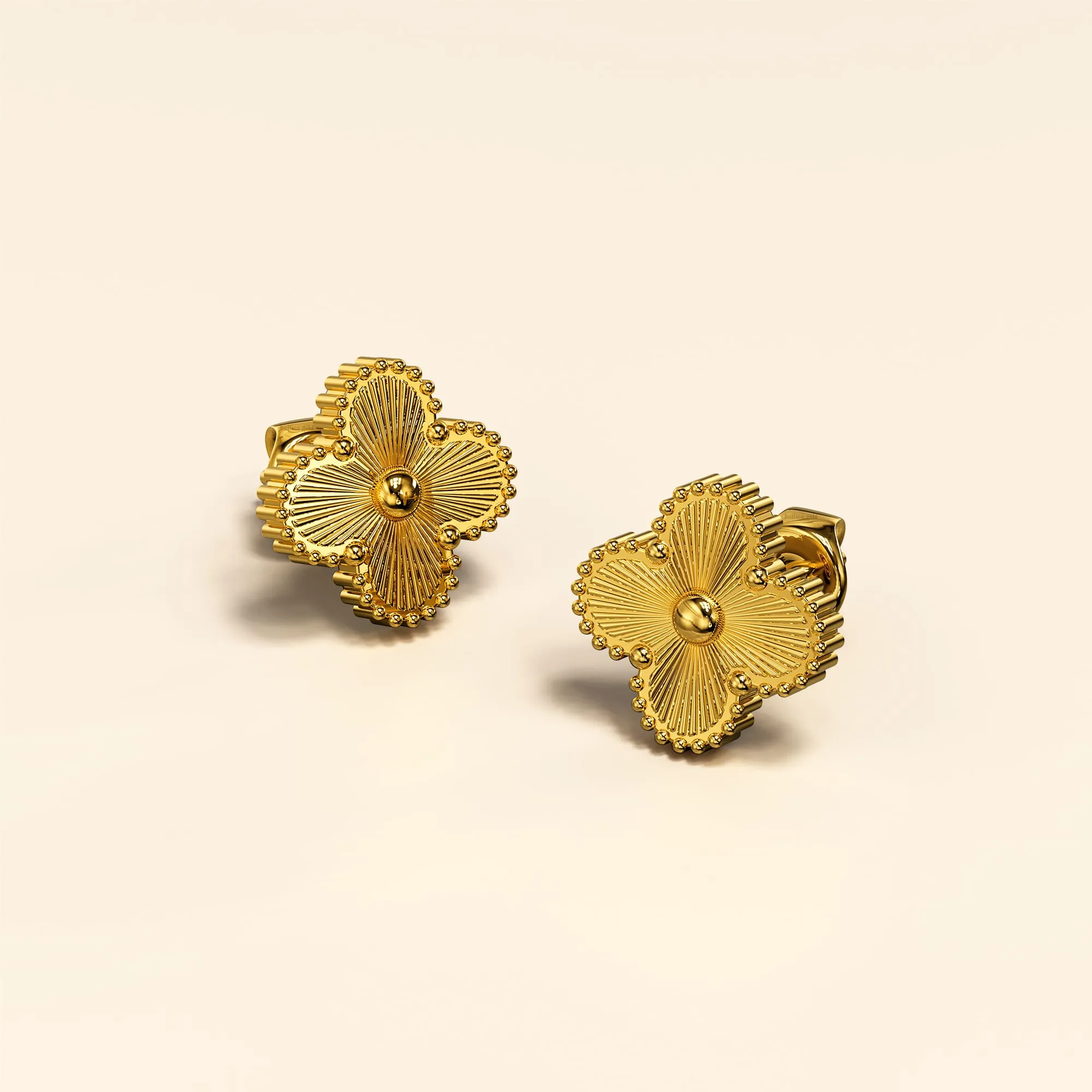 Boxed Golden Clover Bracelet and Earrings Set