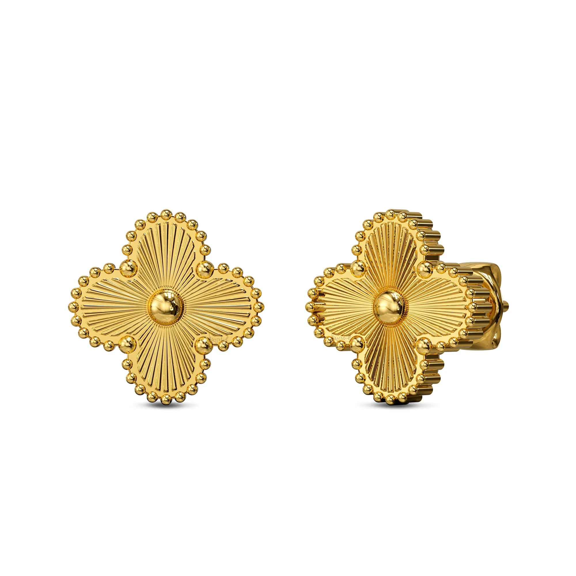 Boxed Golden Clover Bracelet and Earrings Set