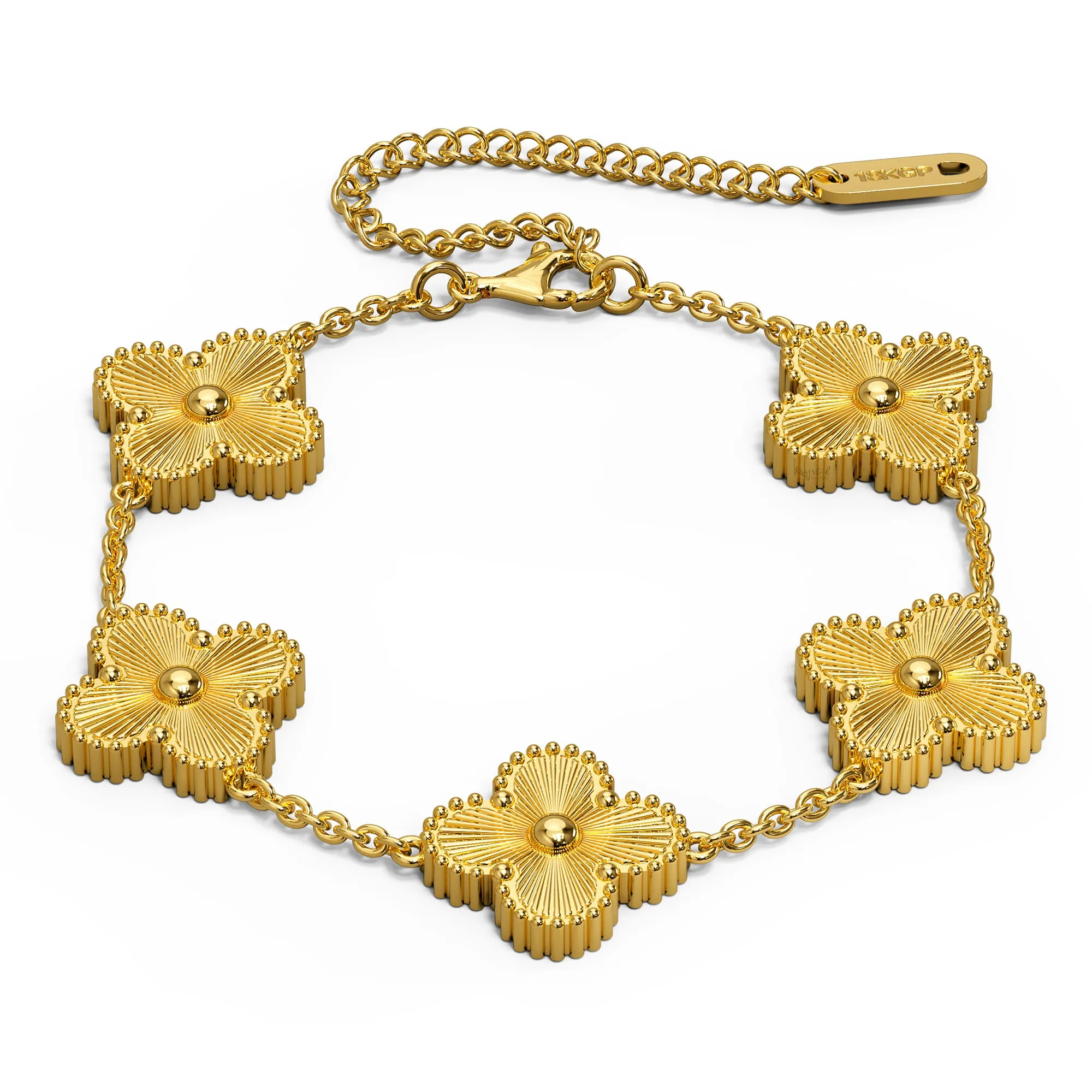 Boxed Golden Clover Bracelet and Earrings Set