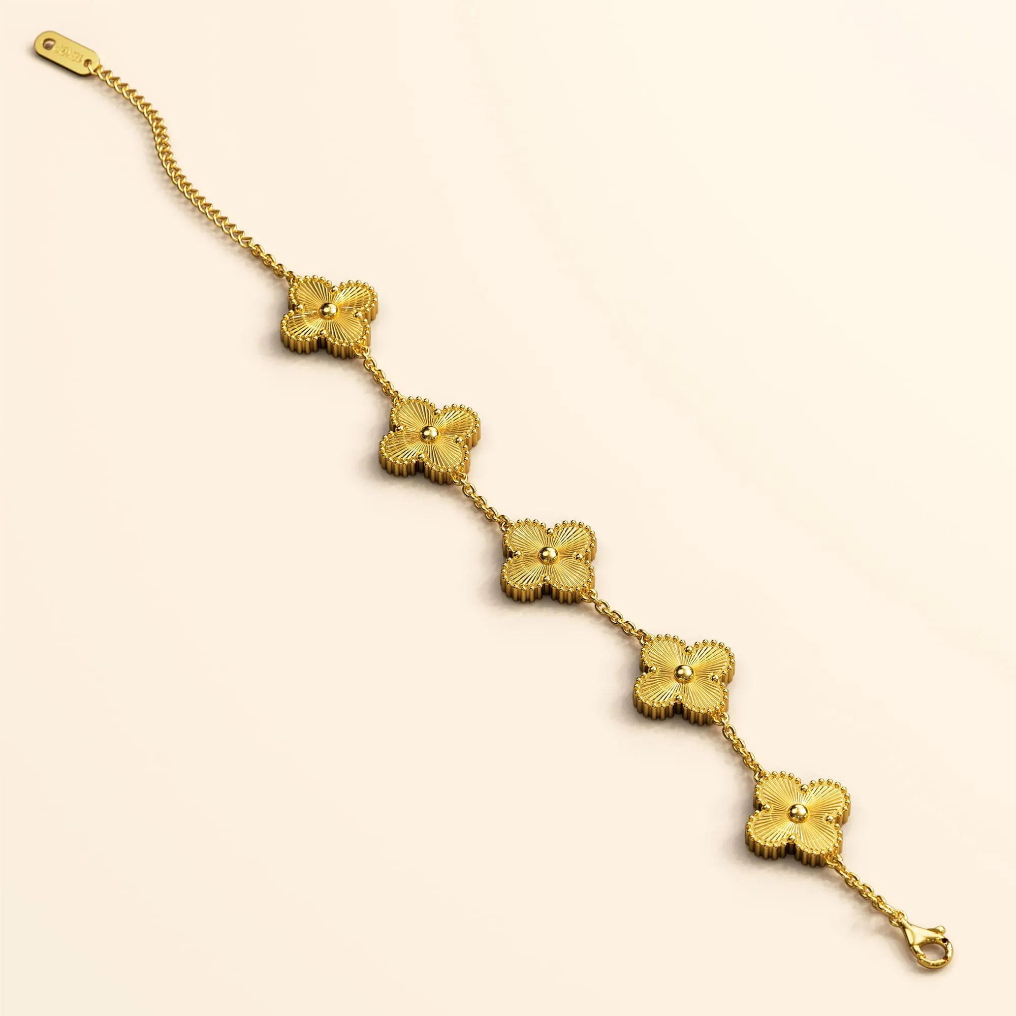 Boxed Golden Clover Bracelet and Earrings Set