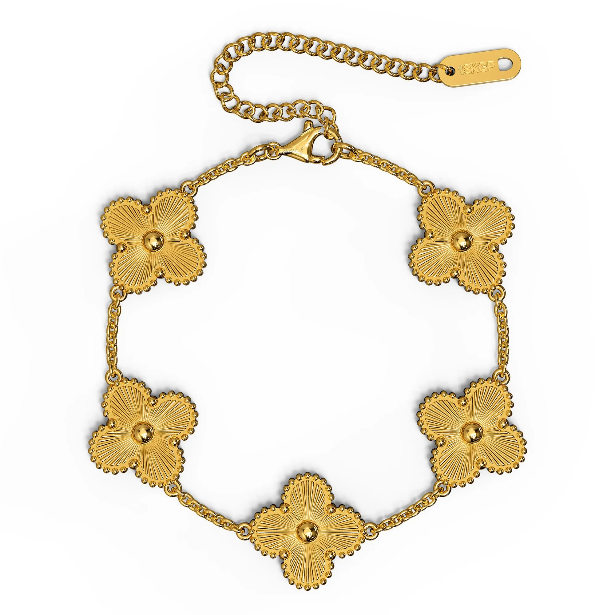 Boxed Golden Clover Bracelet and Earrings Set