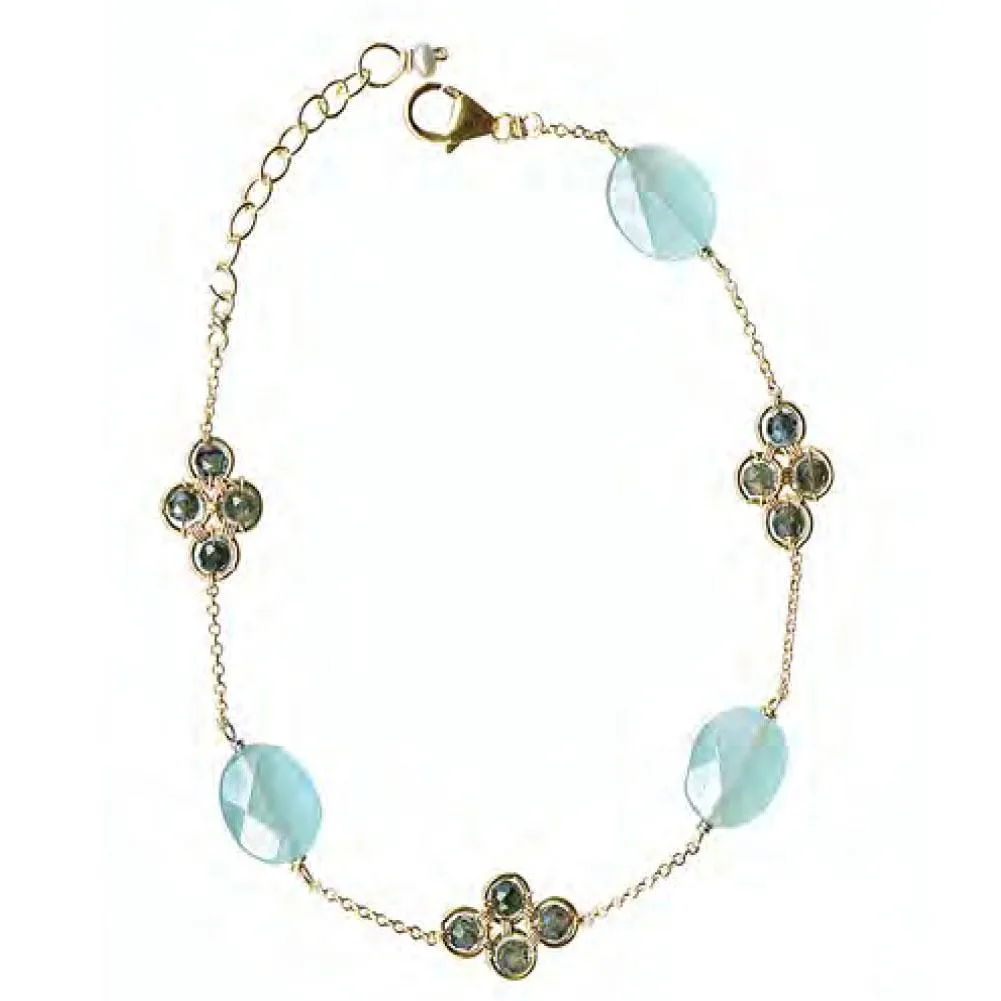 Bracelet 4880 with Australian Sapphire and Chalcedony by Michelle Pressler Jewelry