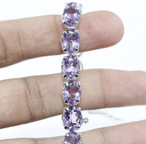 Bracelet Handmade Amethyst Watch Charm girls woman 9x7 mm 7in