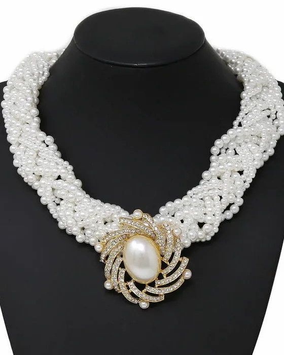 Braided Pearl Beaded Necklace