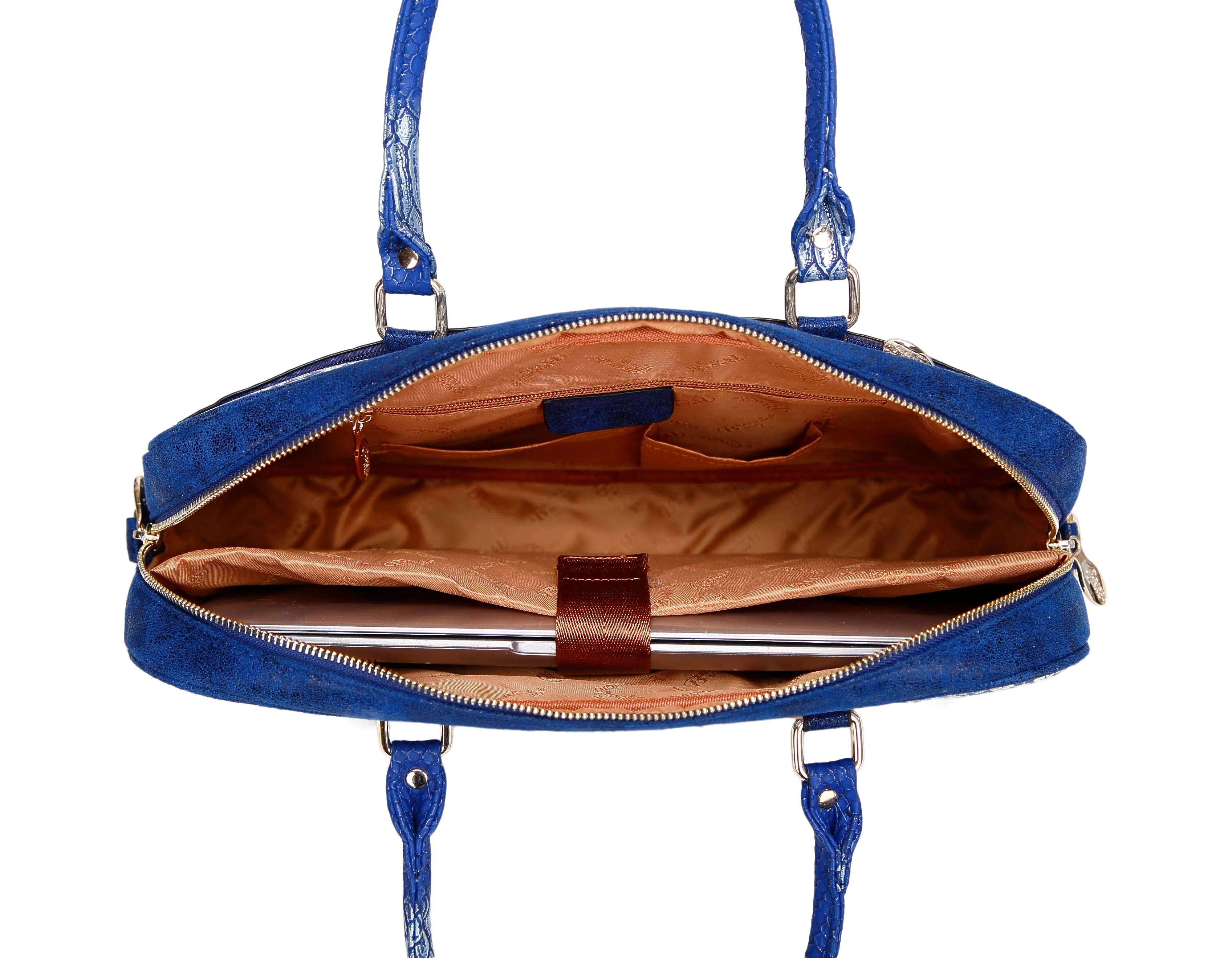 Brangio Italy White Heart-Studded Carry Bag