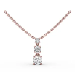 Brilliant Three Stone Drop Necklace