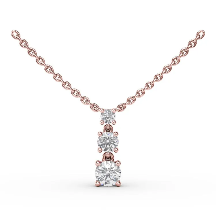 Brilliant Three Stone Drop Necklace