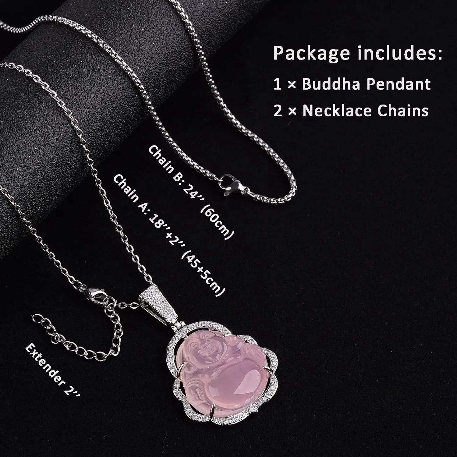 Buddha Necklace Green Jade Laughing Buddha 18K Gold Plated Chain Buddah Necklaces for Women Men Moms Gifts Luxury Jewelry Gifts for Her Him