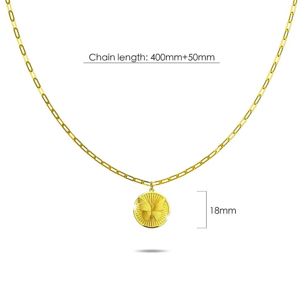 Butterfly Signet Medallion Pendant Chain Necklace in Gold Vermeil