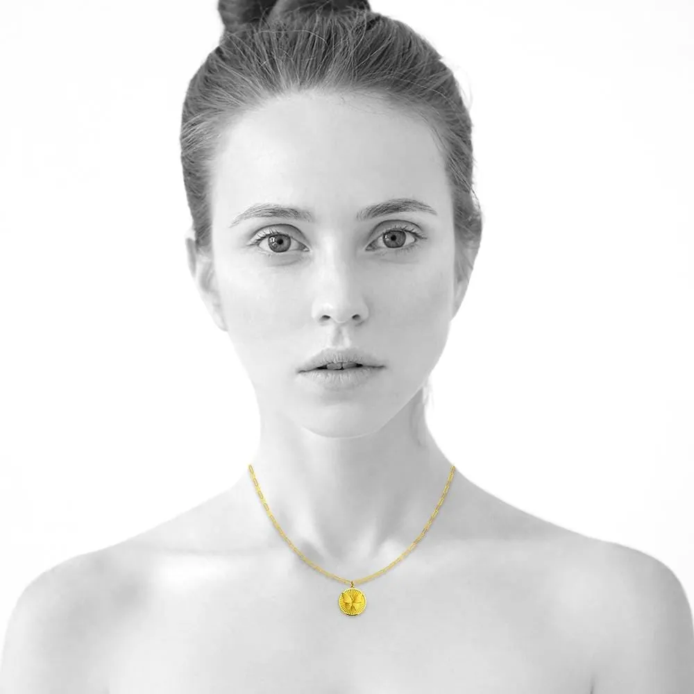 Butterfly Signet Medallion Pendant Chain Necklace in Gold Vermeil
