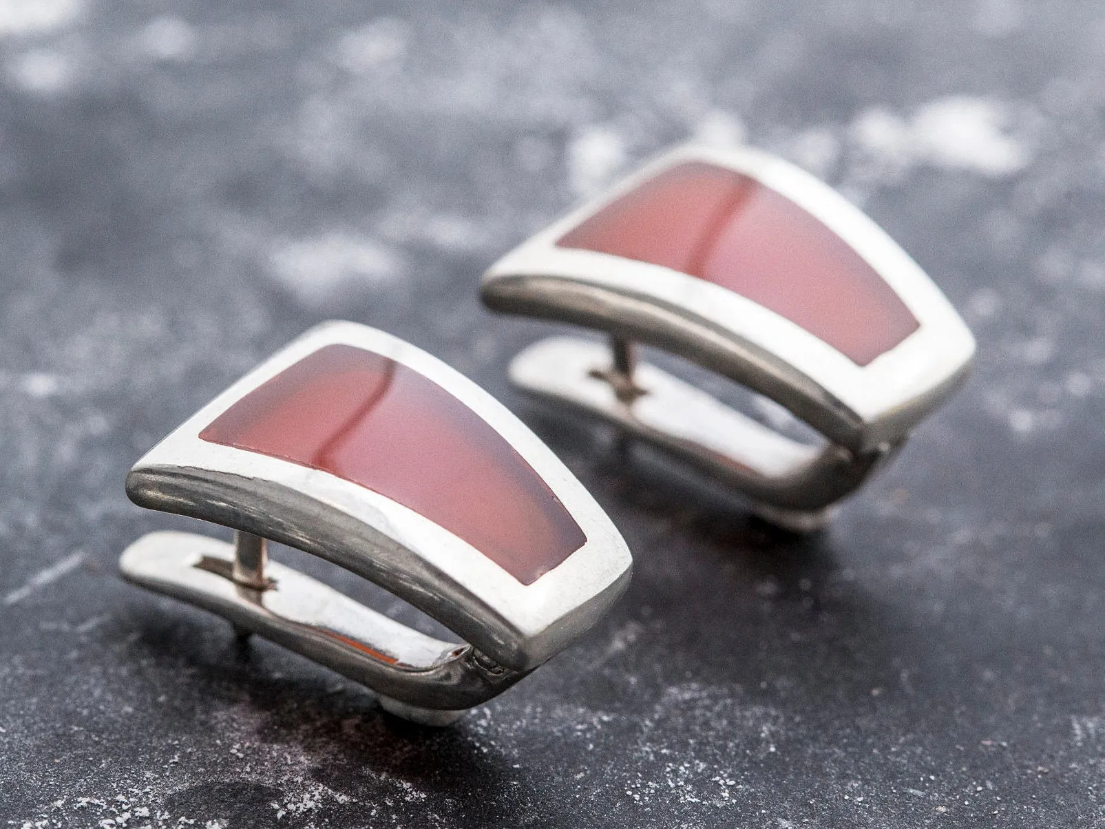 Carnelian Earrings - Triangle Statement Earrings - Asymmetric Carnelian Earrings