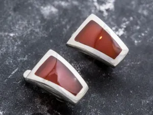 Carnelian Earrings - Triangle Statement Earrings - Asymmetric Carnelian Earrings