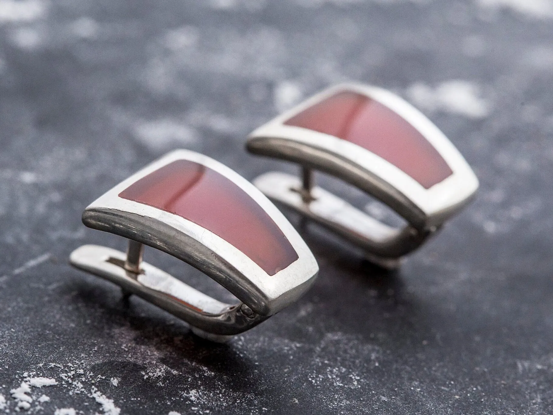 Carnelian Earrings - Triangle Statement Earrings - Asymmetric Carnelian Earrings