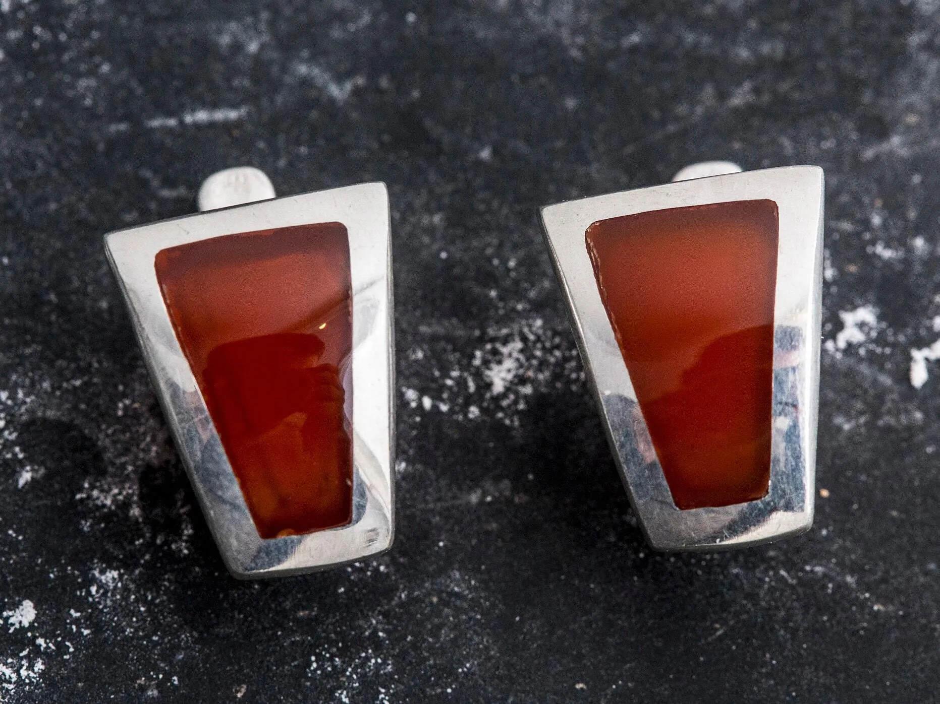 Carnelian Earrings - Triangle Statement Earrings - Asymmetric Carnelian Earrings
