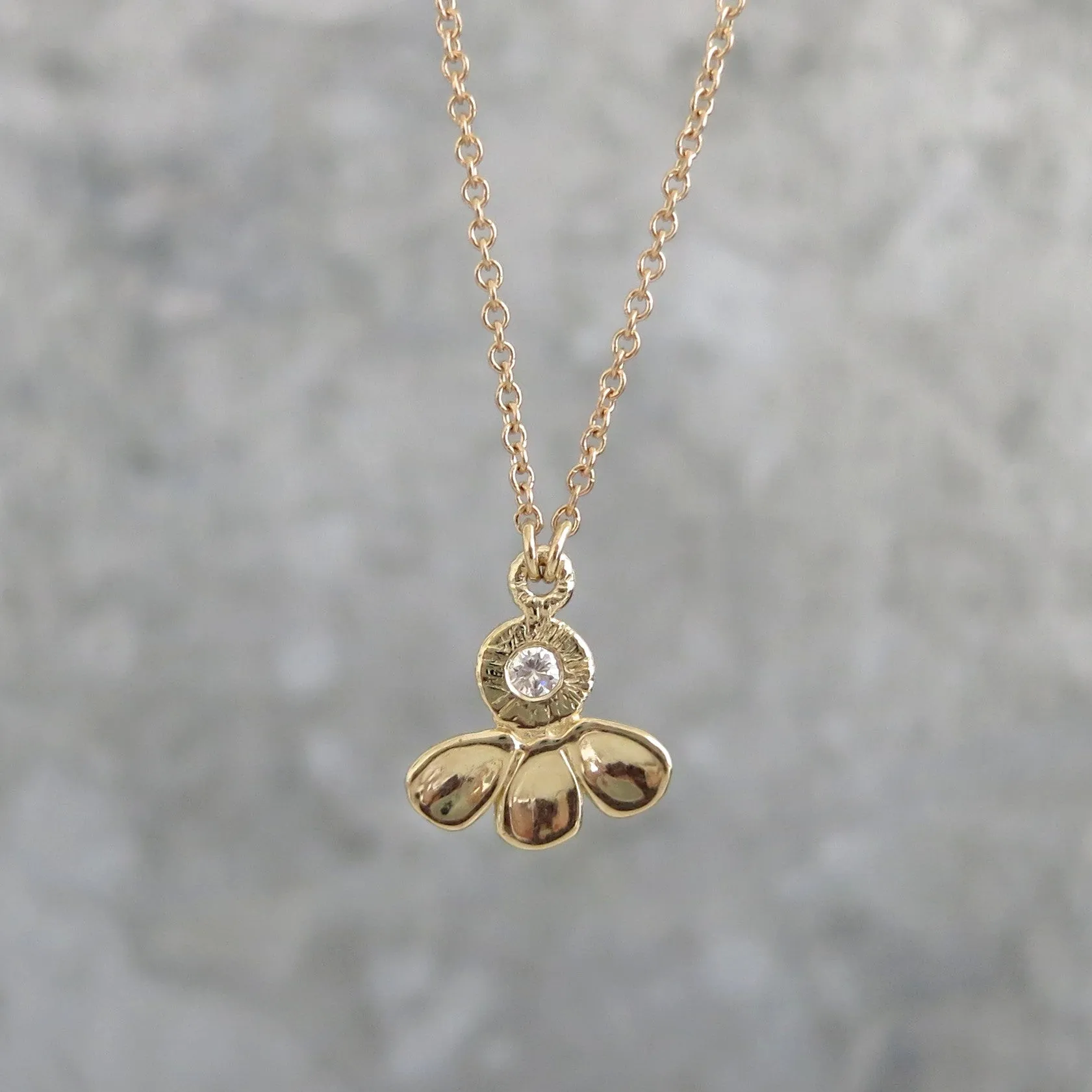 Carved Petal Diamond Necklace