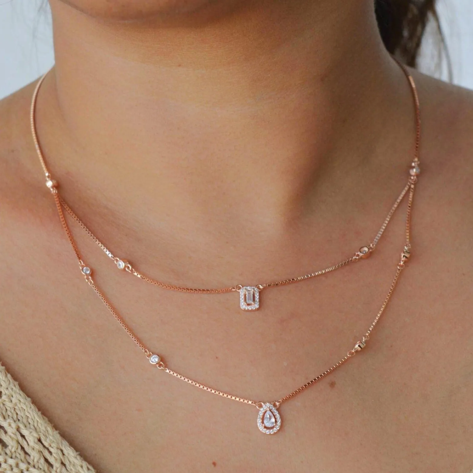 Cascade: Dual Layered Pendant Necklace