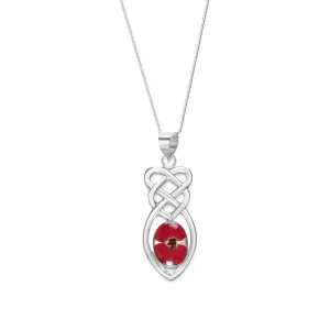 Celtic knot poppy necklace by  Shrieking Violet® Sterling silver chain & celtic pendant with real flowers. Handmade & unusual silver jewellery