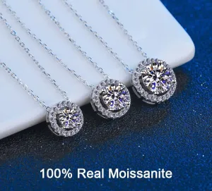Certified Moissanite 0.5-2CT VVS Brilliant Moissanite Diamond Halo Pendent
