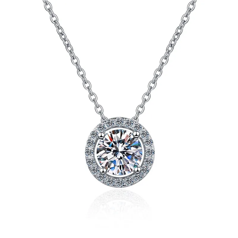Certified Moissanite 0.5-2CT VVS Brilliant Moissanite Diamond Halo Pendent